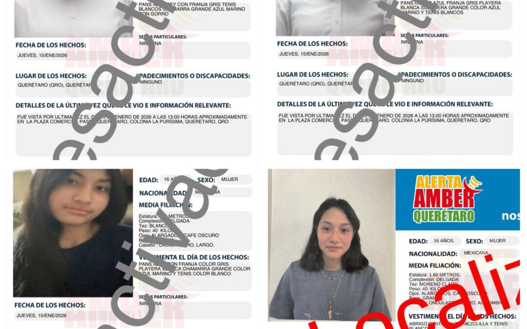 DESACTIVAN ALERTA AMBER PARA LA BÚSQUEDA DE LAS TRES ADOLESCENTES DESPARECIDAS.
