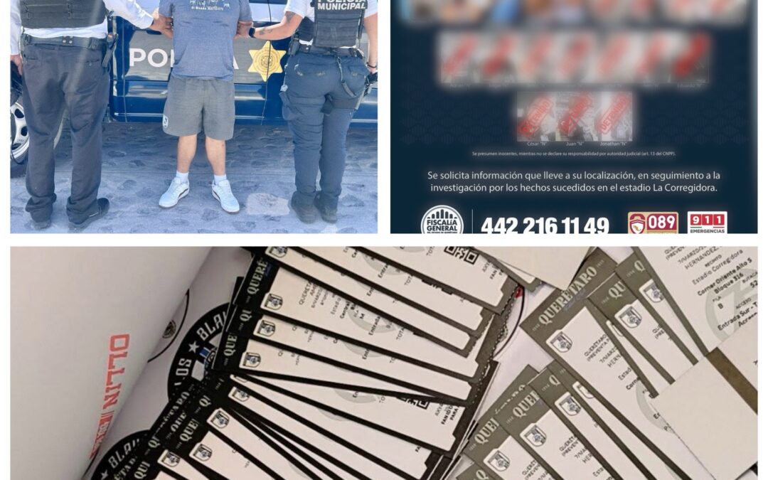 ELEMENTOS DE LA SSPMQ ASEGURAN A PRESUNTO REVENDEDOR DE BOLETOS PARA EL PARTIDO DE GALLOS VS AMÉRICA.