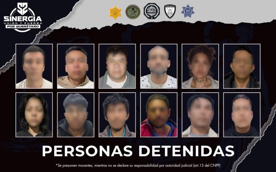 12 PERSONAS DETENIDAS TRAS LA EJECUCIÓN DE VARIOS CATEOS REALIZADOS POR LA FGE EN LOS MUNICIPIOS DE QUERÉTARO, CORREGIDORA Y CADEREYTA.