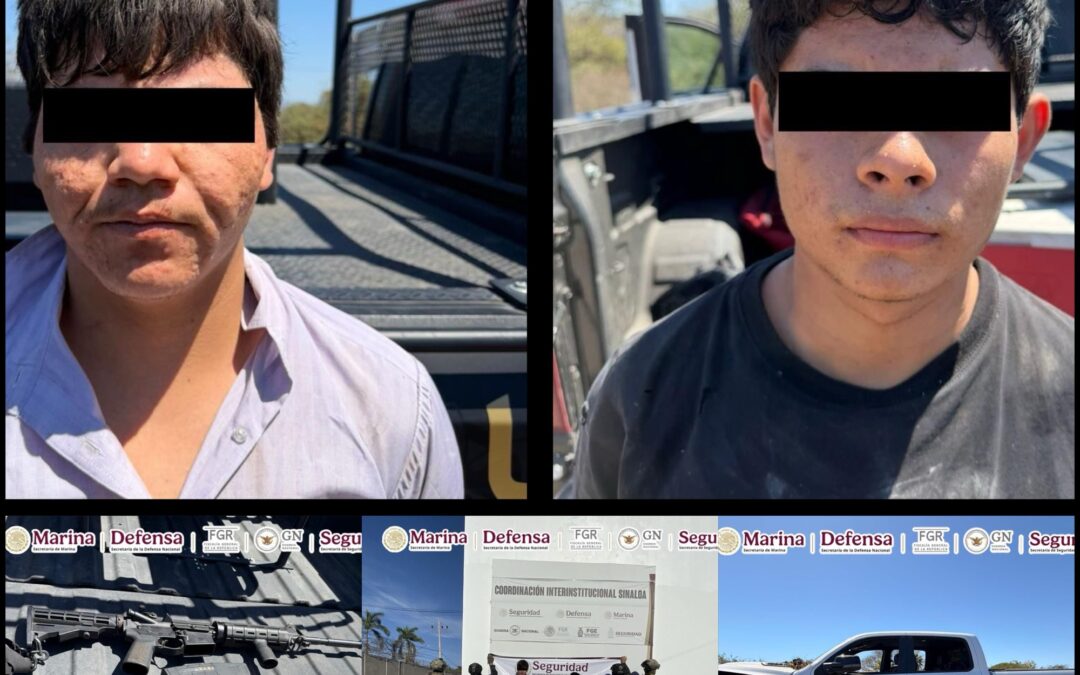 DOS JÓVENES DE 19 Y 21 AÑOS DE EDAD MIEMBROS DEL “CARTEL DE SINALOA”, FUERON ASEGURADOS.