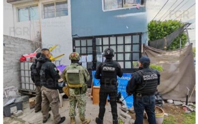 AUTORIDADES FEDERALES Y ESTATALES DETIENEN A OCHO PERSONAS Y ASEGURAN SUSTANCIAS TÓXICAS Y DISTINTOS QUÍMICOS EN LA COLONIA SAN PABLO I.