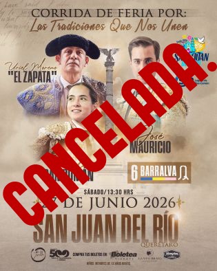 SUSPENDEN CORRIDA DE TOROS EN SAN JUAN DEL RÍO.