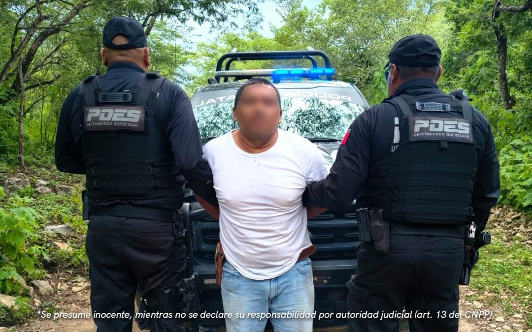 ELEMENTOS DE LA POLICÍA ESTATAL DETIENEN A UN HOMBRE QUIEN SE ENCONTRABA ARMADO, EN JALPAN.