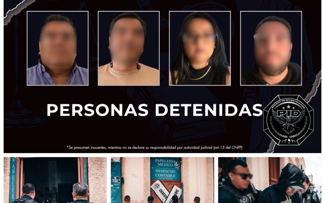 CUATRO PERSONAS DETENIDAS POR PARTE DE LA FGE DURANTE CATEO EN EL CENTRO HISTÓRICO.