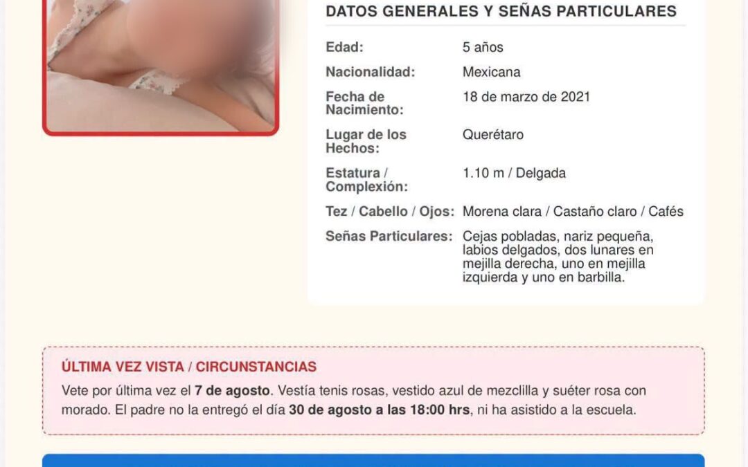 FAMILIARES DE VALENTINA PIDEN EL APOYO DE LA CIUDADANIA PARA LOCALIZAR A LA MENOR.