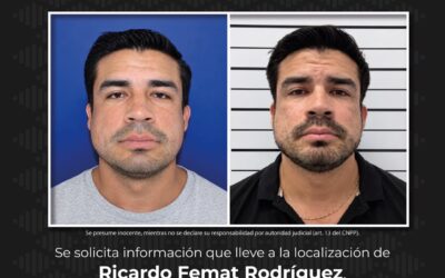 CIEN MIL PESOS OFRECEN LAS AUTORIDADES POR INFORMACIÓN FIDEDIGNA QUE AYUDE A LA CAPTURA DE RICARDO FEMAT RODRÍGUEZ.